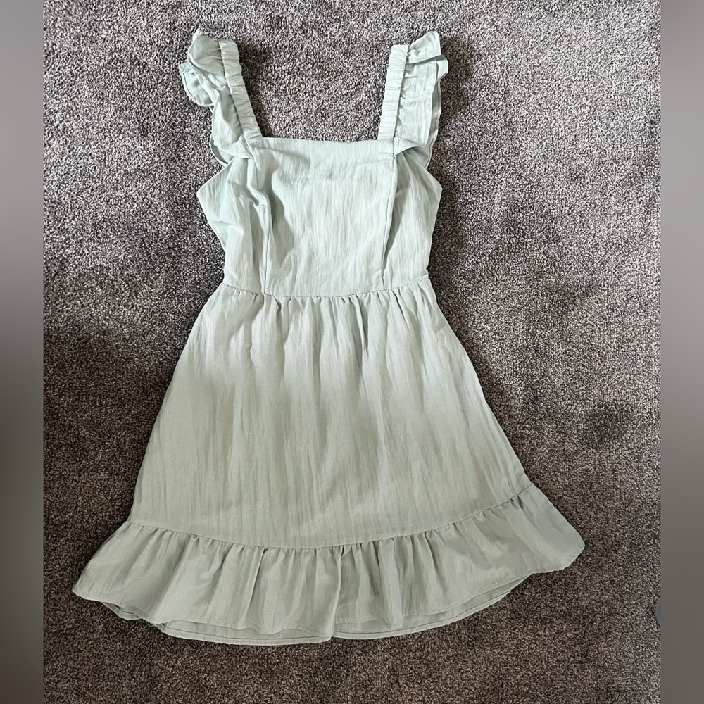 She + Sky sea foam green open back dress
